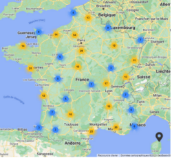 Carte de France des labellisées Ville Prudente