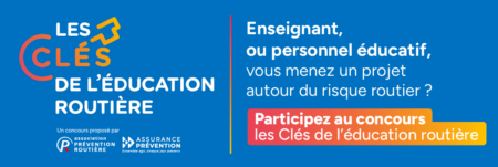 12e édition du concours des Clés de l’éducation routière : le concours des jeunes citoyens pour une route plus sûre ! Les comportements responsables en matière d’éducation routière doivent être accompagnés et encouragés dès le plus jeune âge. C’est pourquoi, les associations Prévention Routière et Assurance Prévention, avec le soutien du ministère de l’Éducation nationale, lancent la 12e édition du concours des Clés de l’éducation routière à destination de la communauté éducative. Dorénavant annuel, ce concours récompense les projets les plus impactants en matière de prévention routière.